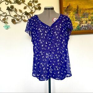 Lily Rose flying birds sheer blouse